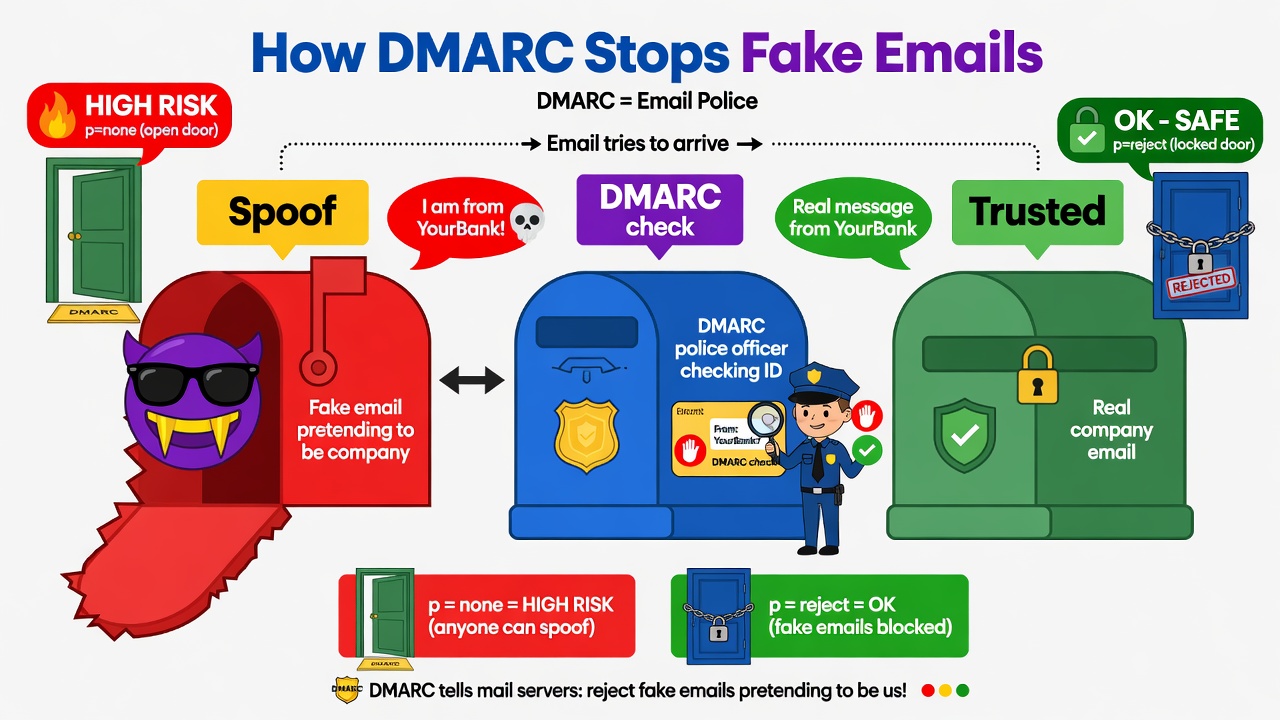 Infográfico DMARC e e-mail falso